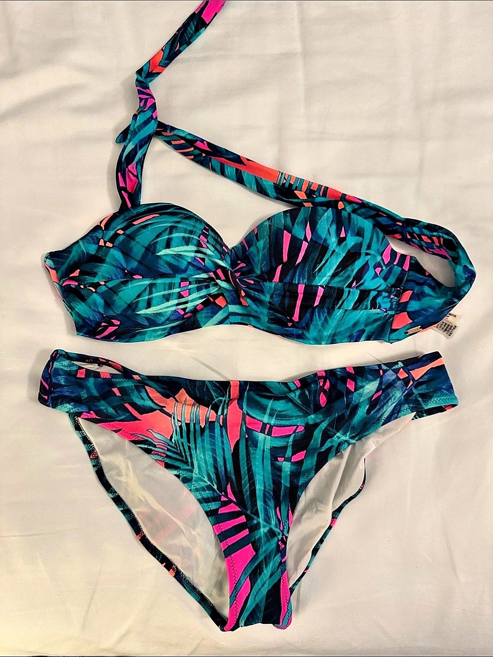 Victoria's Secret Pink Printed Bikini Set in Blue & Pink